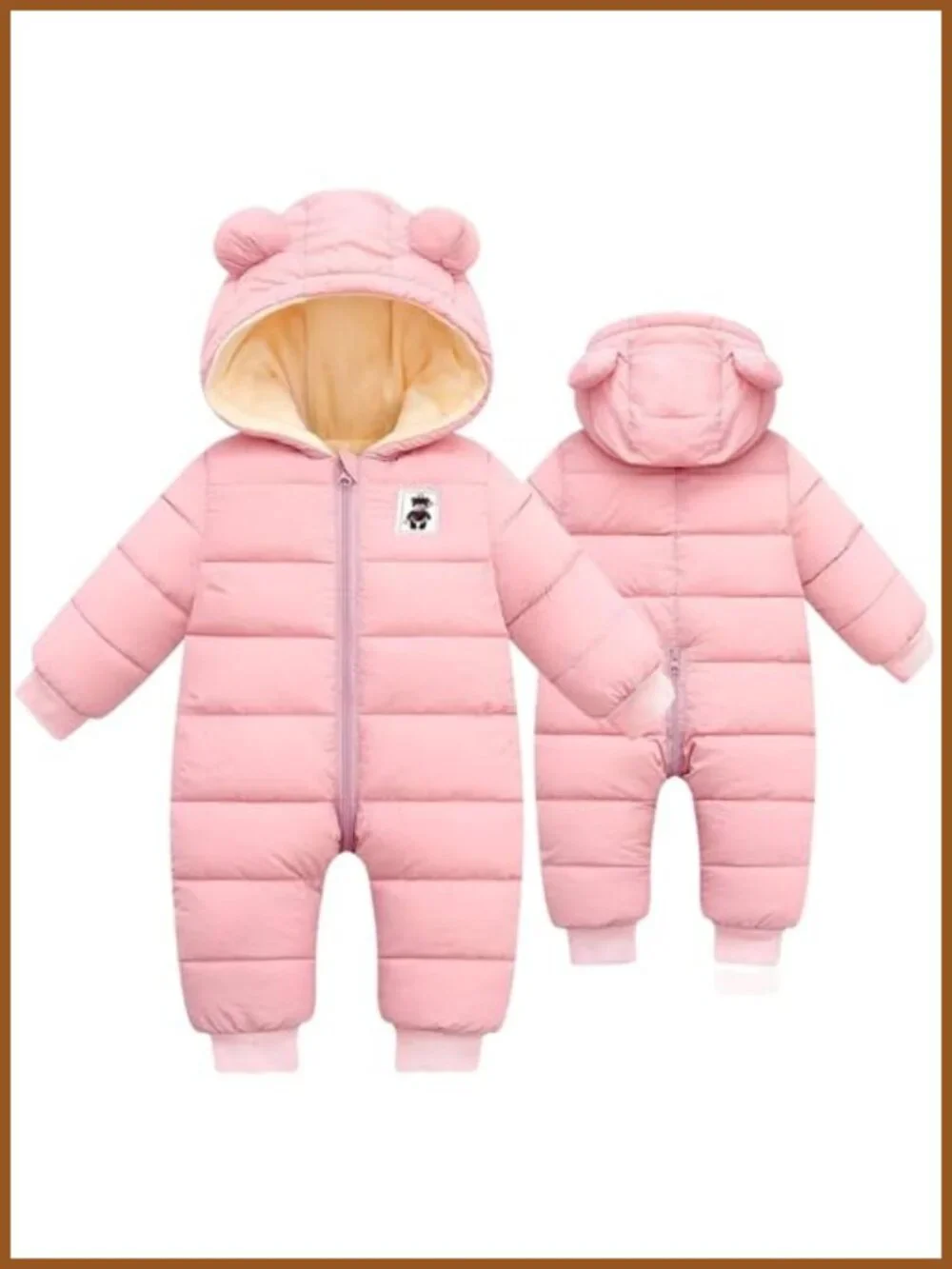 Baby Snowsuit Hooded Winter Jumpsuit Cozy Outfit for 0-24 Months